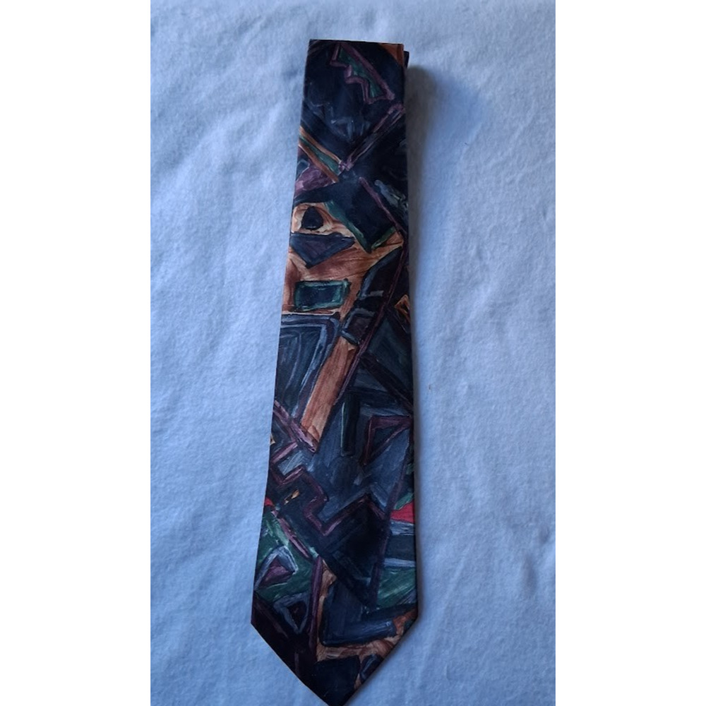 KETCH Classics Vintage Necktie Bold Multi-Color Abstract Print Retro 90s Style